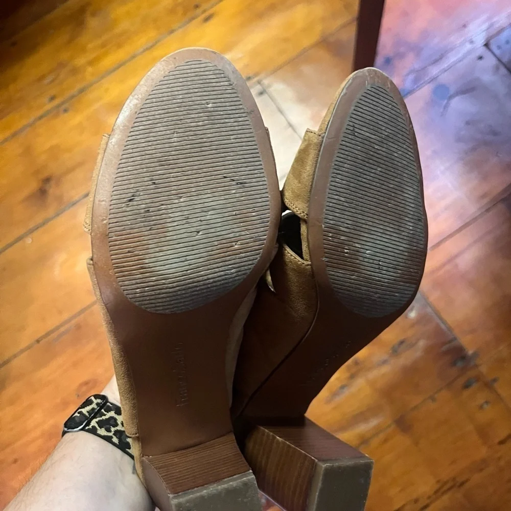 Franco Sarto Grady cognac block heel cutout design straps women’s size 10 EUC